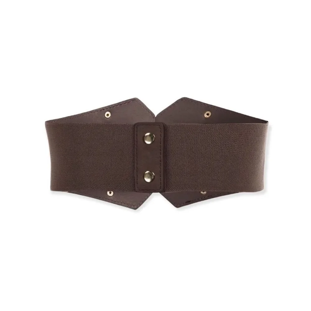 Dark Brown Gold Triple Buckle Wide Corset Belt NWT
